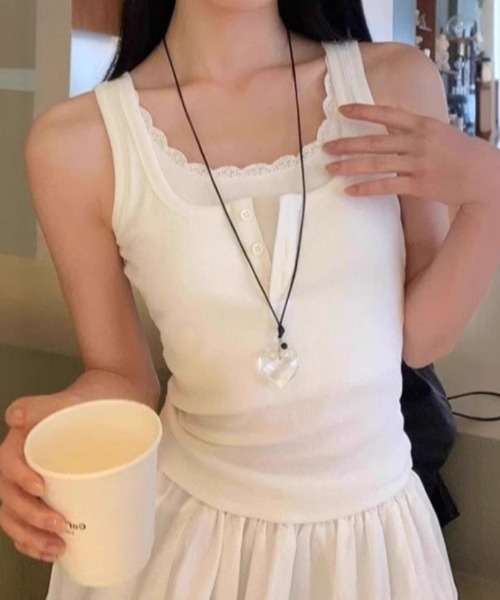 Ritzy（リッツィー）の「レイヤード風タンクトップ（タンクトップ・レディース・グレー/ホワイト・FREE）」の9枚目の写真