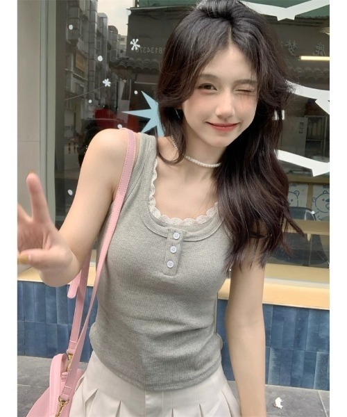Ritzy（リッツィー）の「レイヤード風タンクトップ（タンクトップ・レディース・グレー/ホワイト・FREE）」の21枚目の写真