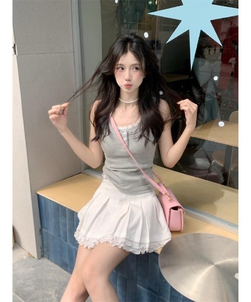 Ritzy（リッツィー）の「レイヤード風タンクトップ（タンクトップ・レディース・グレー/ホワイト・FREE）」の18枚目の写真