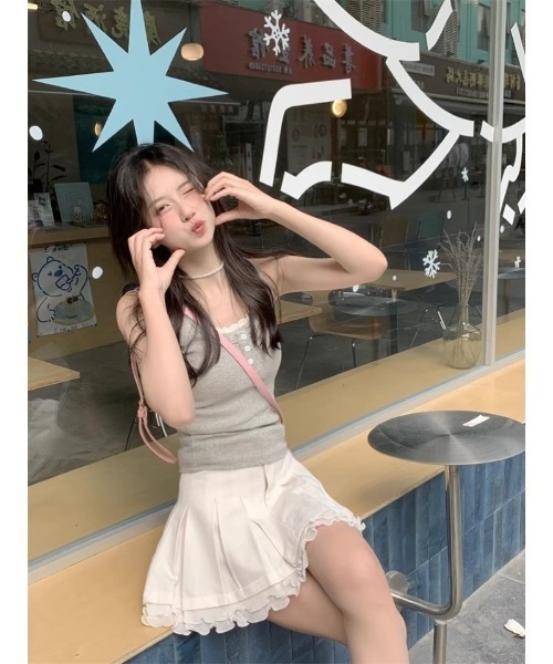 Ritzy（リッツィー）の「レイヤード風タンクトップ（タンクトップ・レディース・グレー/ホワイト・FREE）」の19枚目の写真