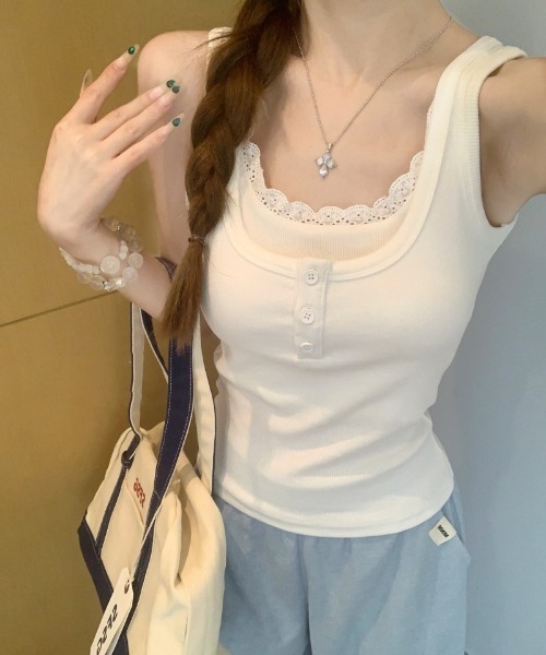 Ritzy（リッツィー）の「レイヤード風タンクトップ（タンクトップ・レディース・グレー/ホワイト・FREE）」の17枚目の写真