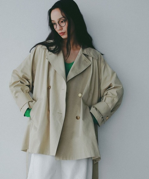 A part by(アパートバイ)の「【Sサイス展開】キンボタンミディトレンチ(トレンチコート・レディース・チャコールグレー/ベージュ/ネイビー・SMALL/MEDIUM)」の2枚目の写真