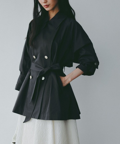 A part by(アパートバイ)の「【Sサイス展開】キンボタンミディトレンチ(トレンチコート・レディース・チャコールグレー/ベージュ/ネイビー・SMALL/MEDIUM)」の1枚目の写真