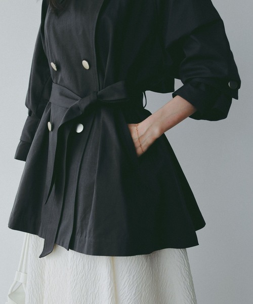 A part by(アパートバイ)の「【Sサイス展開】キンボタンミディトレンチ(トレンチコート・レディース・チャコールグレー/ベージュ/ネイビー・SMALL/MEDIUM)」の8枚目の写真