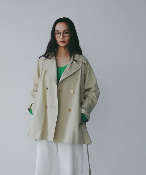 A part by(アパートバイ)の「【Sサイス展開】キンボタンミディトレンチ(トレンチコート・レディース・チャコールグレー/ベージュ/ネイビー・SMALL/MEDIUM)」の18枚目の写真