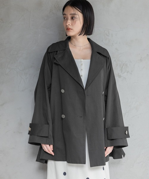 A part by(アパートバイ)の「【Sサイス展開】キンボタンミディトレンチ(トレンチコート・レディース・チャコールグレー/ベージュ/ネイビー・SMALL/MEDIUM)」の13枚目の写真