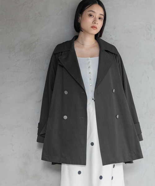 A part by(アパートバイ)の「【Sサイス展開】キンボタンミディトレンチ(トレンチコート・レディース・チャコールグレー/ベージュ/ネイビー・SMALL/MEDIUM)」の14枚目の写真