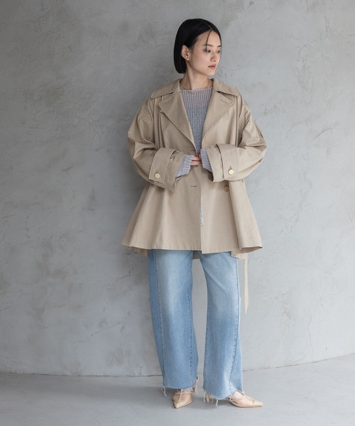 A part by(アパートバイ)の「【Sサイス展開】キンボタンミディトレンチ(トレンチコート・レディース・チャコールグレー/ベージュ/ネイビー・SMALL/MEDIUM)」の22枚目の写真