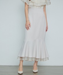 SAISON DE PAPILLON（セゾンドパピヨン）の「【2026SS新作】レーディス 裾フリル アシンメトリー 二段フリル スカート ハイウエスト スタイルアップ（スカート）」