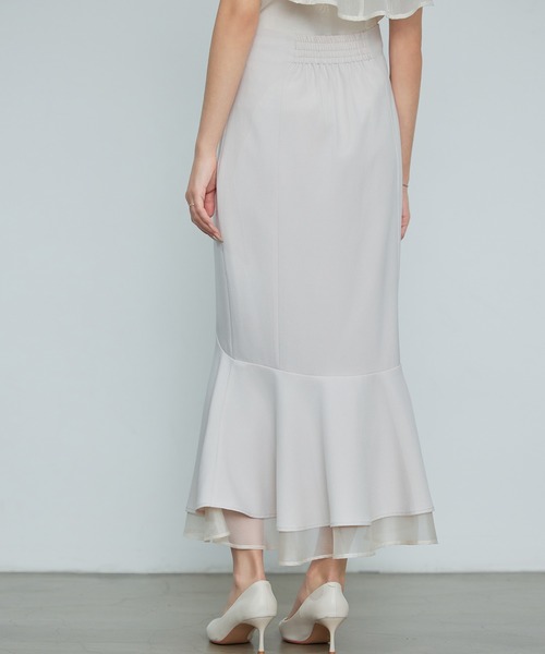 SAISON DE PAPILLON（セゾンドパピヨン）の「【2026SS新作】レーディス 裾フリル アシンメトリー 二段フリル スカート ハイウエスト スタイルアップ（スカート・レディース・ブラック/ベージュ・L/M/S）」の13枚目の写真