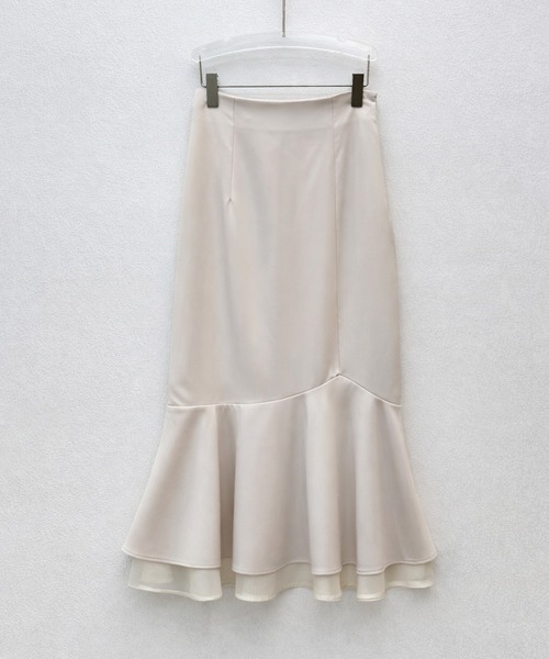 SAISON DE PAPILLON（セゾンドパピヨン）の「【2026SS新作】レーディス 裾フリル アシンメトリー 二段フリル スカート ハイウエスト スタイルアップ（スカート・レディース・ブラック/ベージュ・L/M/S）」の20枚目の写真