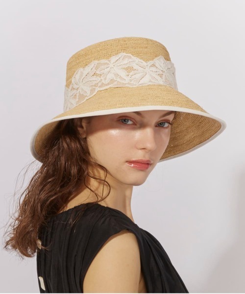 Chapeau d' O(シャポードオー)の「Chapeau d' O Raffia Lace Bucket / シャポードオー(ハット・レディース・ホワイト/ブラック・M/57.5cm)」の3枚目の写真