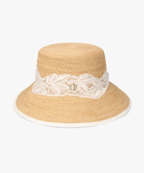 Chapeau d' O(シャポードオー)の「Chapeau d' O Raffia Lace Bucket / シャポードオー(ハット・レディース・ホワイト/ブラック・M/57.5cm)」の9枚目の写真