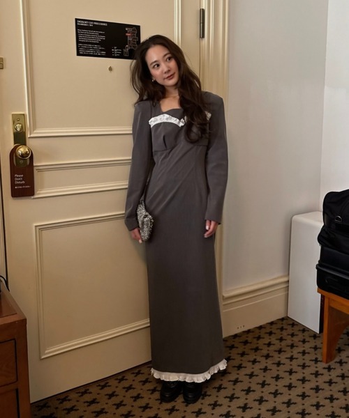 フリルトリムロングドレス / frills trim long dress（ドレス