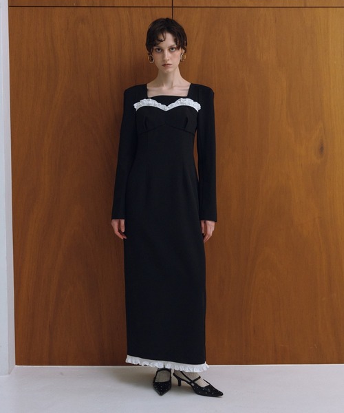フリルトリムロングドレス / frills trim long dress（ドレス