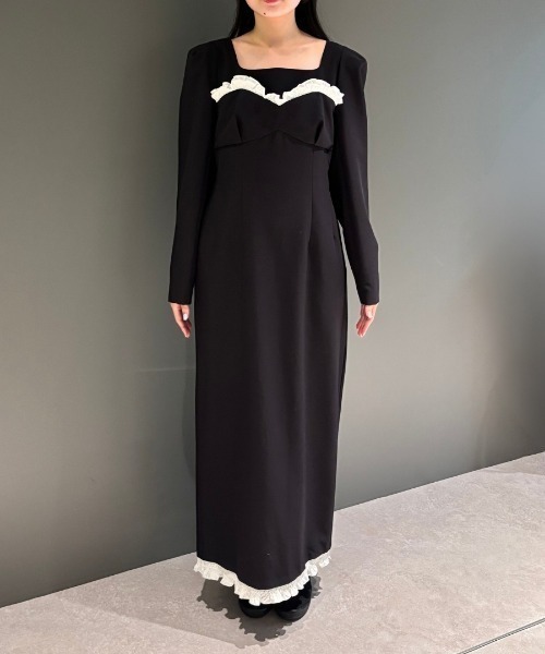 フリルトリムロングドレス / frills trim long dress ANDRESD（アンドレスド）の「フリルトリムロングドレス / frills trim