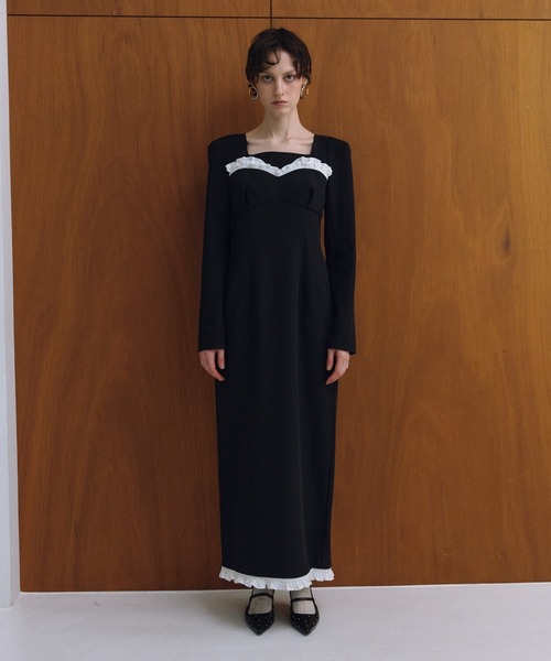 フリルトリムロングドレス / frills trim long dress（ドレス
