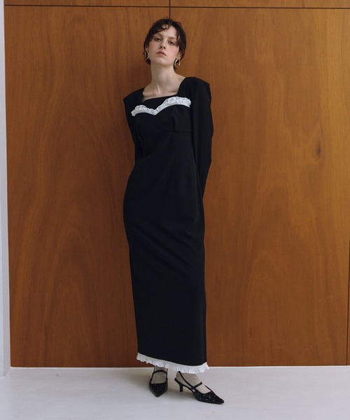 フリルトリムロングドレス / frills trim long dress（ドレス