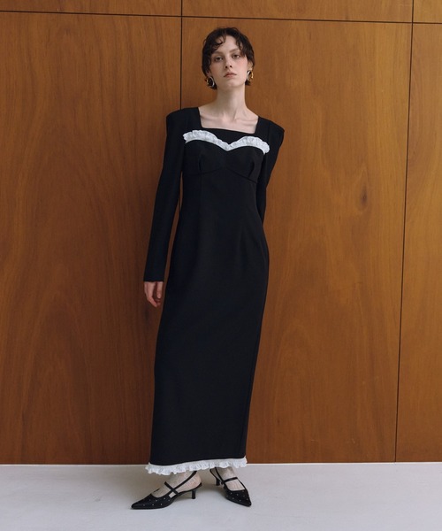 フリルトリムロングドレス / frills trim long dress フリルトリムロングドレス / frills trim long dress（ドレス