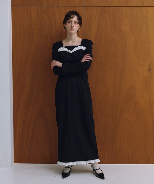 フリルトリムロングドレス / frills trim long dress（ドレス