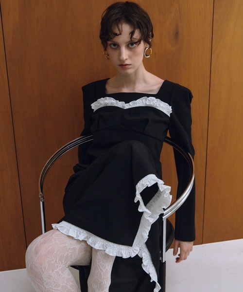 ANDRESD（アンドレスド）の「フリルトリムロングドレス / frills trim