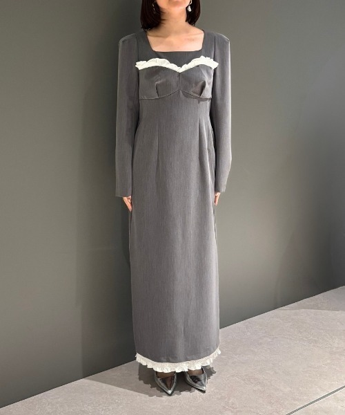ANDRESD（アンドレスド）の「フリルトリムロングドレス / frills trim