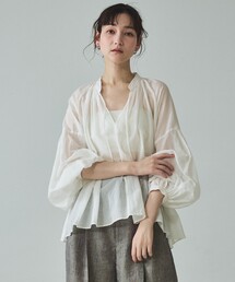 qualite | 【シルク混で上品】ブライトローンボリュームシアーブラウス/春服/夏服/オフィスカジュアル/シアー(シャツ/ブラウス)