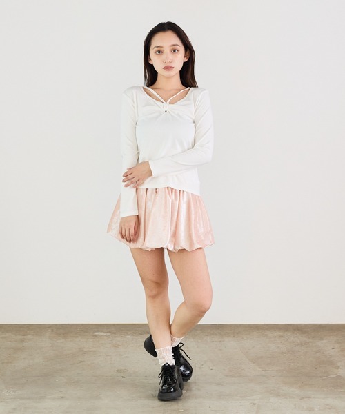 Siel(シエル)の「ツイストリボンカットソー(Tシャツ/カットソー・レディース・グレー/ブラック/ホワイト・FREE)」の6枚目の写真
