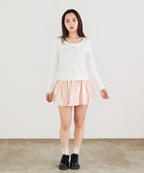 Siel(シエル)の「ツイストリボンカットソー(Tシャツ/カットソー・レディース・グレー/ブラック/ホワイト・FREE)」の10枚目の写真