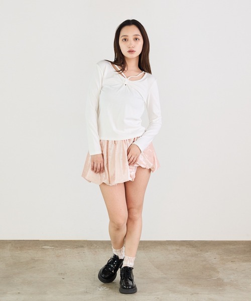 Siel(シエル)の「ツイストリボンカットソー(Tシャツ/カットソー・レディース・グレー/ブラック/ホワイト・FREE)」の11枚目の写真
