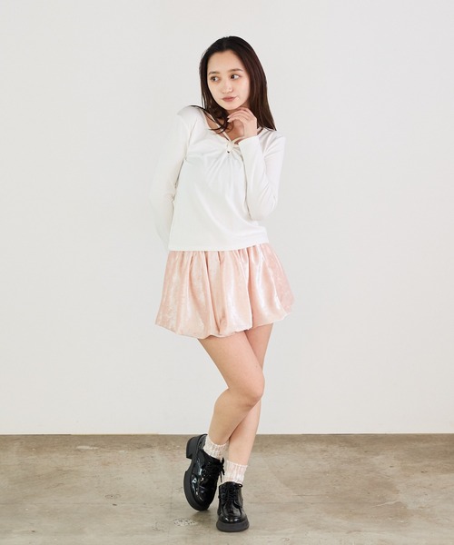 Siel(シエル)の「ツイストリボンカットソー(Tシャツ/カットソー・レディース・グレー/ブラック/ホワイト・FREE)」の12枚目の写真