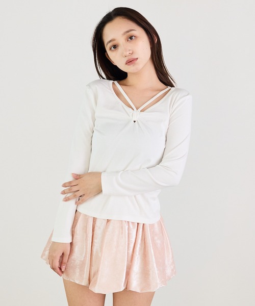 Siel(シエル)の「ツイストリボンカットソー(Tシャツ/カットソー・レディース・グレー/ブラック/ホワイト・FREE)」の14枚目の写真