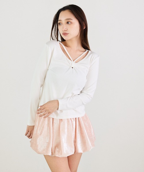 Siel(シエル)の「ツイストリボンカットソー(Tシャツ/カットソー・レディース・グレー/ブラック/ホワイト・FREE)」の15枚目の写真