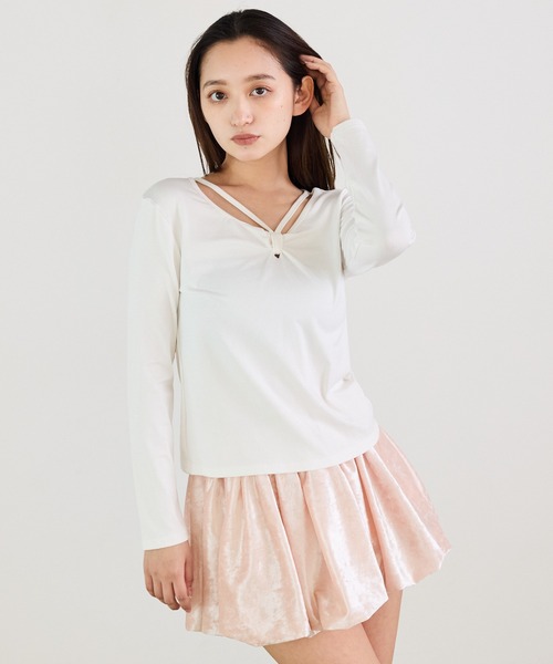 Siel(シエル)の「ツイストリボンカットソー(Tシャツ/カットソー・レディース・グレー/ブラック/ホワイト・FREE)」の16枚目の写真