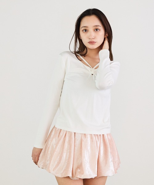 Siel(シエル)の「ツイストリボンカットソー(Tシャツ/カットソー・レディース・グレー/ブラック/ホワイト・FREE)」の20枚目の写真