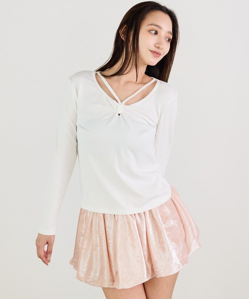 Siel(シエル)の「ツイストリボンカットソー(Tシャツ/カットソー・レディース・グレー/ブラック/ホワイト・FREE)」の21枚目の写真