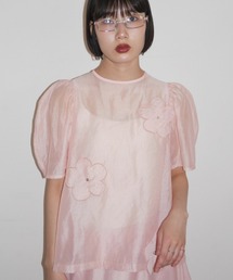 flower organdie puff blouse