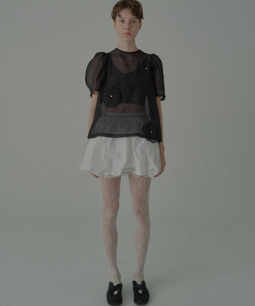HONEY MI HONEY（ハニーミーハニー）の「flower organdie puff blouse（シャツ/ブラウス・レディース・ピンク/ホワイト/ブラック・FREE）」の11枚目の写真