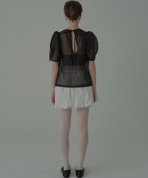 HONEY MI HONEY（ハニーミーハニー）の「flower organdie puff blouse（シャツ/ブラウス・レディース・ピンク/ホワイト/ブラック・FREE）」の12枚目の写真