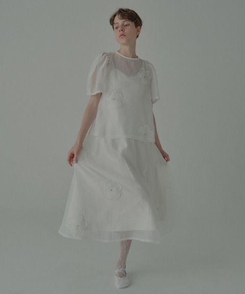 HONEY MI HONEY（ハニーミーハニー）の「flower organdie puff blouse（シャツ/ブラウス・レディース・ピンク/ホワイト/ブラック・FREE）」の6枚目の写真