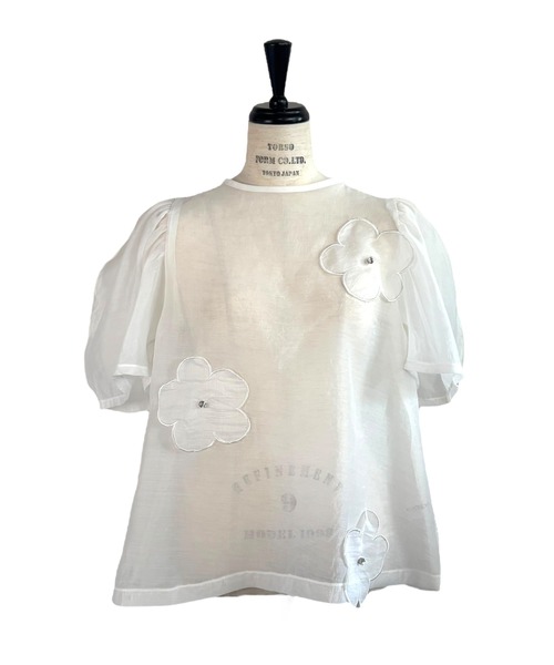 HONEY MI HONEY（ハニーミーハニー）の「flower organdie puff blouse（シャツ/ブラウス・レディース・ピンク/ホワイト/ブラック・FREE）」の18枚目の写真