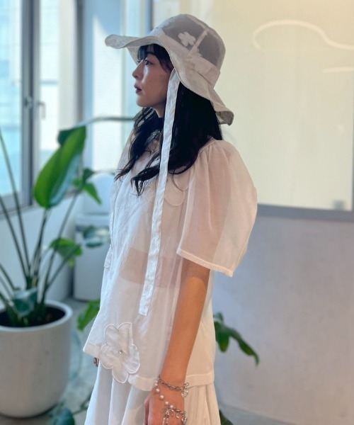 HONEY MI HONEY（ハニーミーハニー）の「flower organdie puff blouse（シャツ/ブラウス・レディース・ピンク/ホワイト/ブラック・FREE）」の15枚目の写真