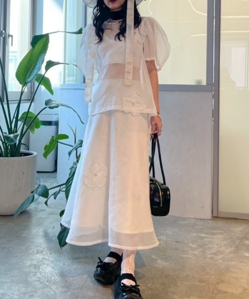 HONEY MI HONEY（ハニーミーハニー）の「flower organdie puff blouse（シャツ/ブラウス・レディース・ピンク/ホワイト/ブラック・FREE）」の16枚目の写真