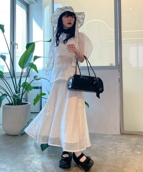 HONEY MI HONEY（ハニーミーハニー）の「flower organdie puff blouse（シャツ/ブラウス・レディース・ピンク/ホワイト/ブラック・FREE）」の17枚目の写真