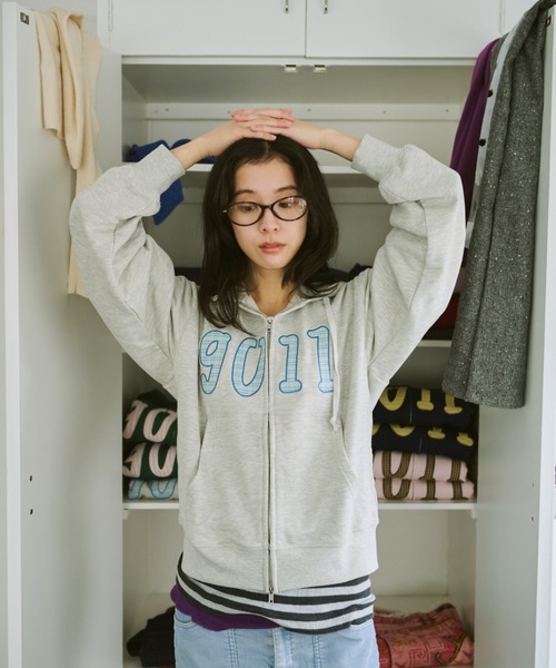 common gull products.(コモンガルプロダクツ)の「NO.9011☆gull zip hoodie**芽心(パーカー・レディース・杢グレー/ライトブルー/ネイビー/ミント/ピンク系/グリーン系・SMALL/MEDIUM/LARGE)」の11枚目の写真