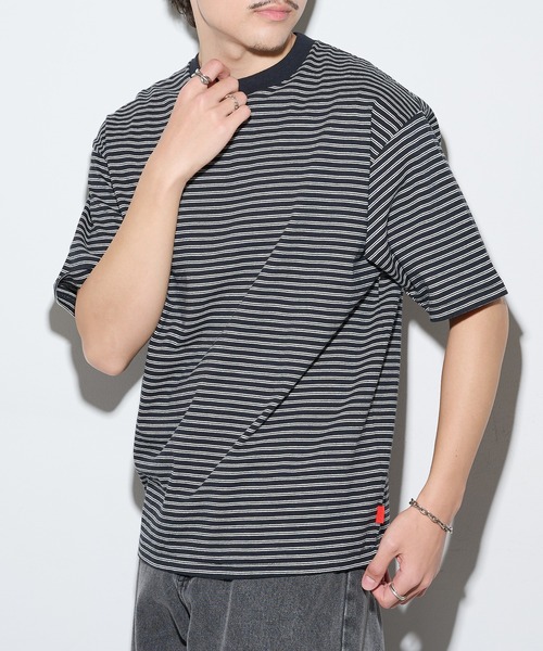 Healthknit（ヘルスニット）の「【Healthknit】26SS Classic Border Jersey Crewneck S/S 51045（Tシャツ/カットソー・メンズ・パープル/ブラック・XL/L/M）」の2枚目の写真
