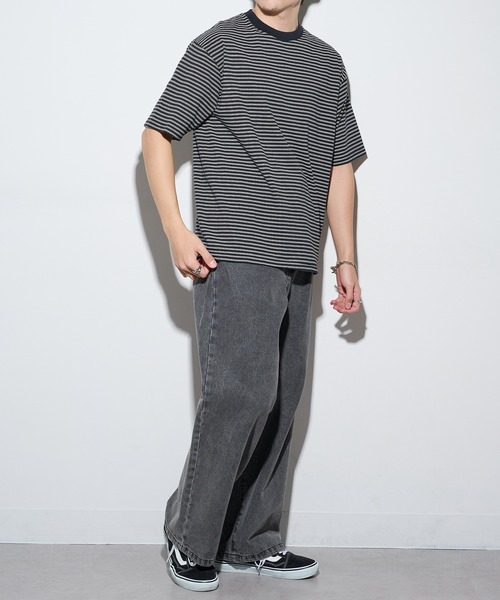 Healthknit（ヘルスニット）の「【Healthknit】26SS Classic Border Jersey Crewneck S/S 51045（Tシャツ/カットソー・メンズ・パープル/ブラック・XL/L/M）」の12枚目の写真