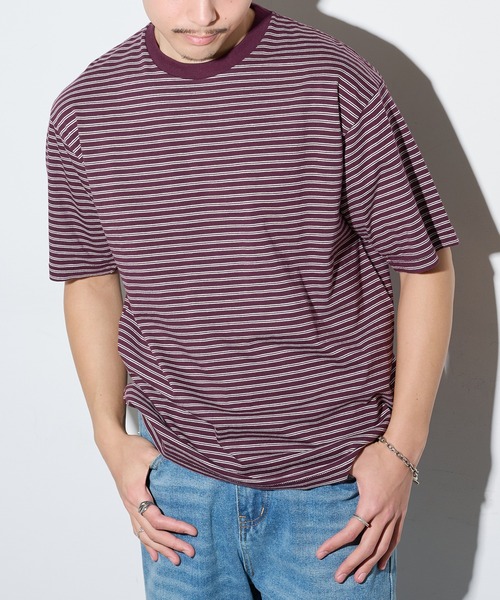 Healthknit（ヘルスニット）の「【Healthknit】26SS Classic Border Jersey Crewneck S/S 51045（Tシャツ/カットソー・メンズ・パープル/ブラック・XL/L/M）」の5枚目の写真