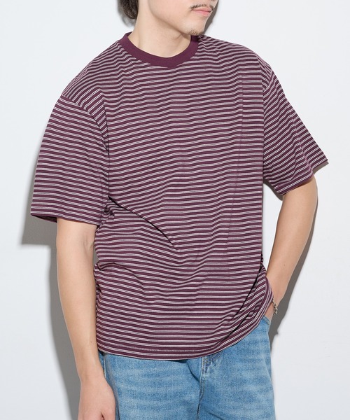 Healthknit（ヘルスニット）の「【Healthknit】26SS Classic Border Jersey Crewneck S/S 51045（Tシャツ/カットソー・メンズ・パープル/ブラック・XL/L/M）」の3枚目の写真