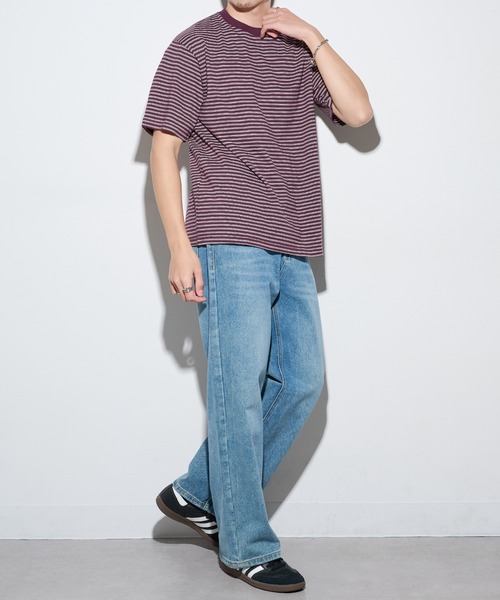 Healthknit（ヘルスニット）の「【Healthknit】26SS Classic Border Jersey Crewneck S/S 51045（Tシャツ/カットソー・メンズ・パープル/ブラック・XL/L/M）」の7枚目の写真